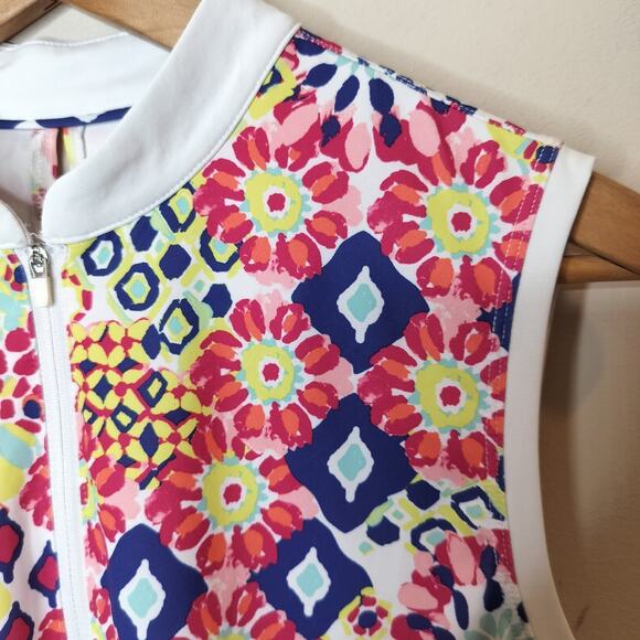 Lillie Green Sleeveless Quarter Zip Golf Top Floral Colorful - Picture 6 of 8